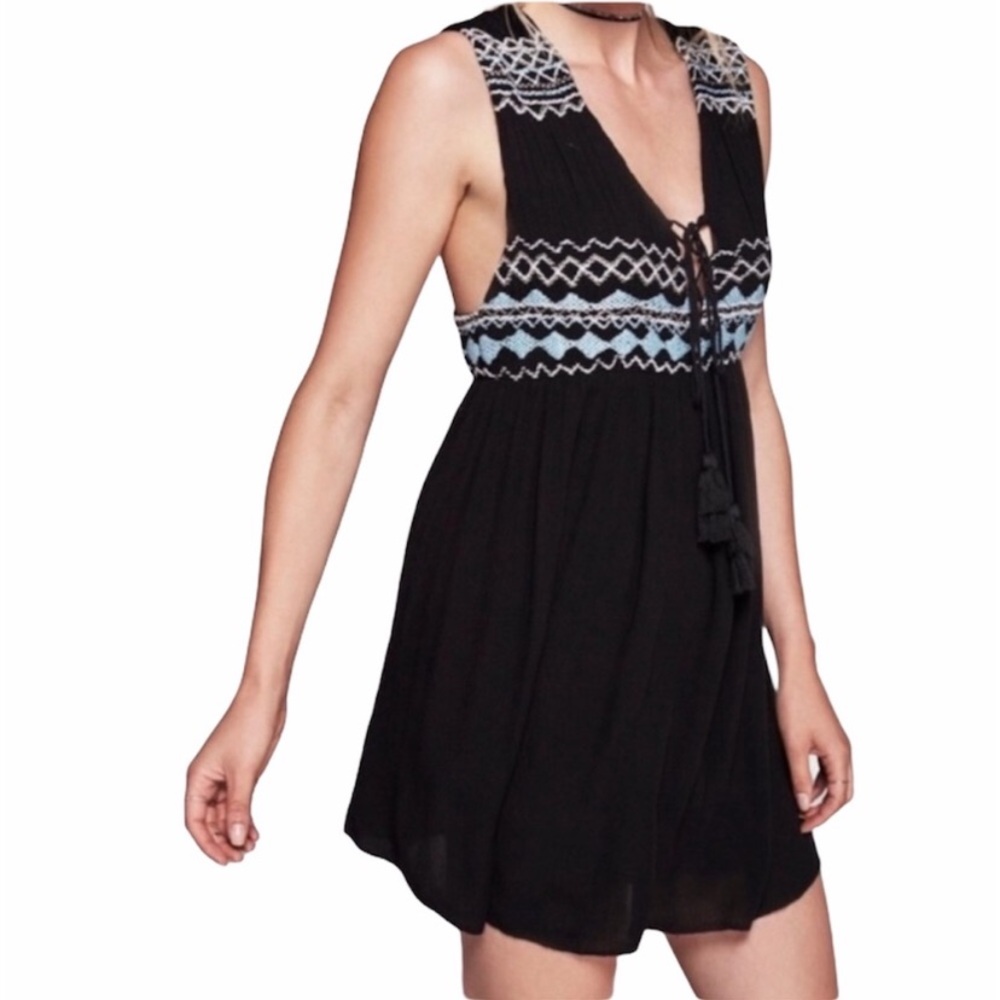 Free People Anthro Smocked Soft Gauze Sun Dress Mini Urban Outfitters Boho S/4/6
